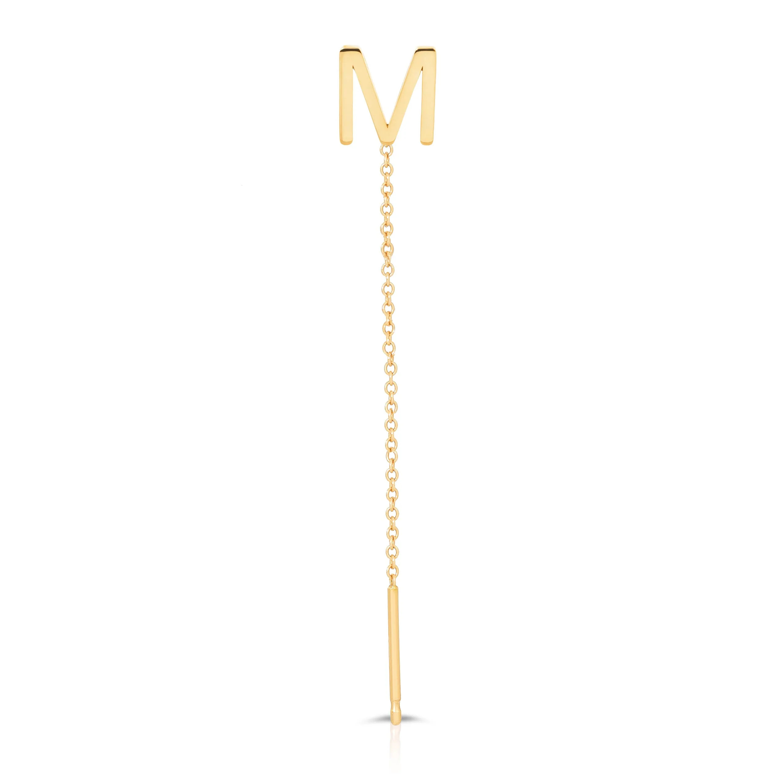 14K Gold Letter Threader Earring