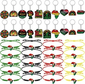 40 Pcs Juneteenth Party Favors Bulk Include 20 Adjustable Juneteenth Bracelets 20 Acrylic Juneteenth Keychain Black American Independence Day Party Supplies 1865 Freedom Day Gifts for Women Men