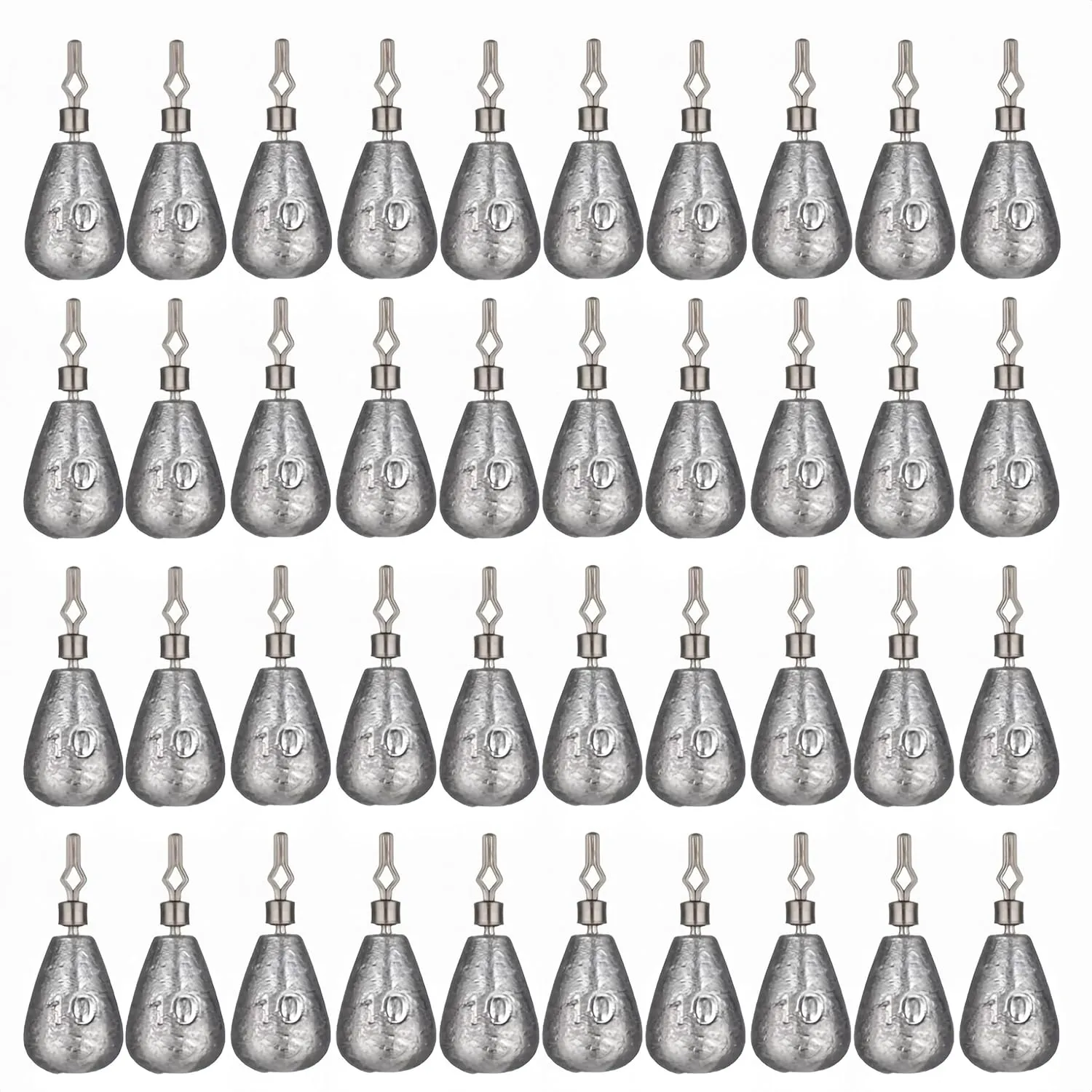 50Pcs Waterdrop Fishing Weights Sinkers Casting Fishing Weights Drop Shot Sinkers Catfishing Sinkers Lead Weights Sinkers with Barrel Swivels for Saltwater Freshwater Fishing-3/16oz(5g)