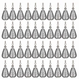50Pcs Waterdrop Fishing Weights Sinkers Casting Fishing Weights Drop Shot Sinkers Catfishing Sinkers Lead Weights Sinkers with Barrel Swivels for Saltwater Freshwater Fishing-3/16oz(5g)