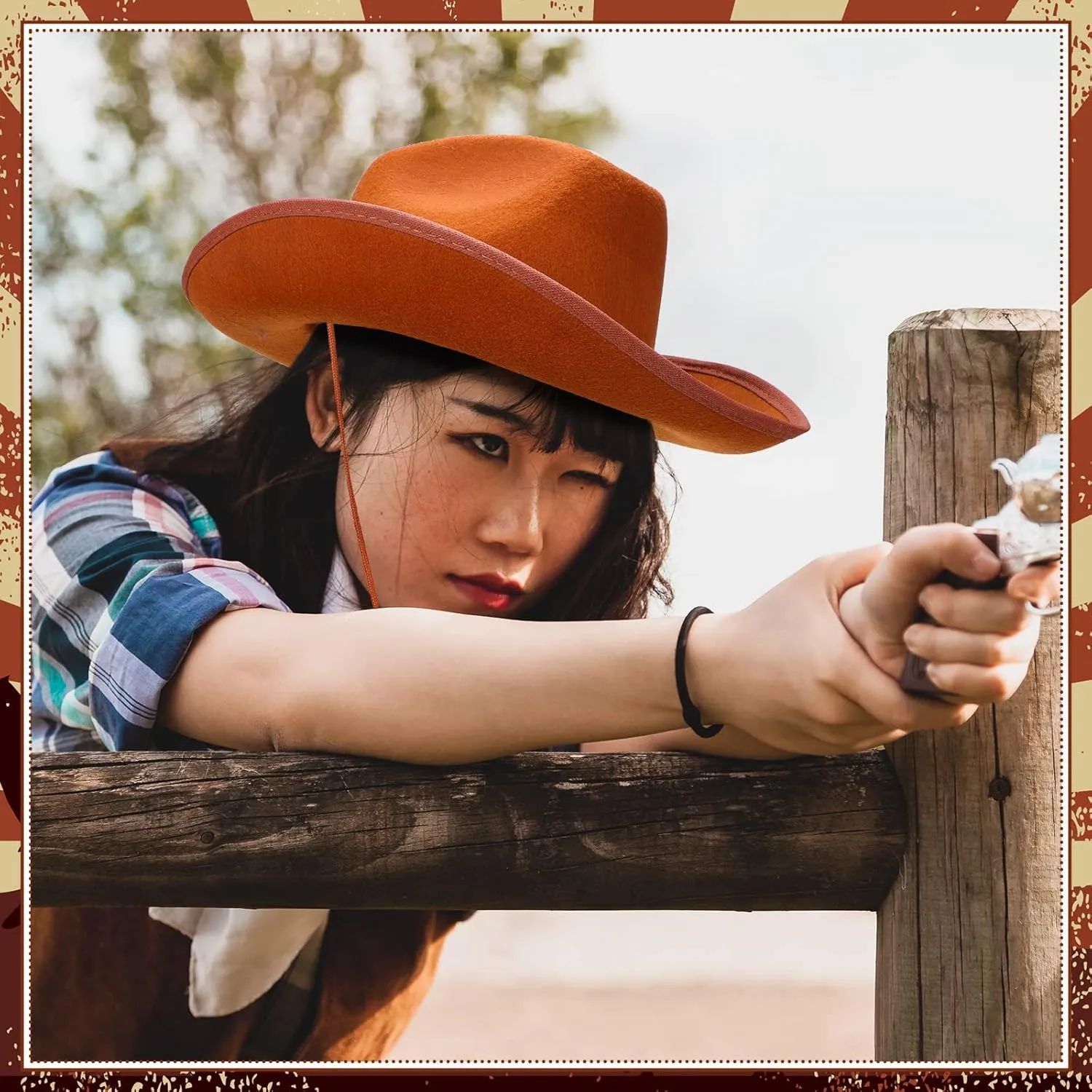 6 Sets Adult Cowboy Hat for Women and Men Western Cowgirl Hats with Adjustable Drawstring and Cowboy Party Paisley Bandana