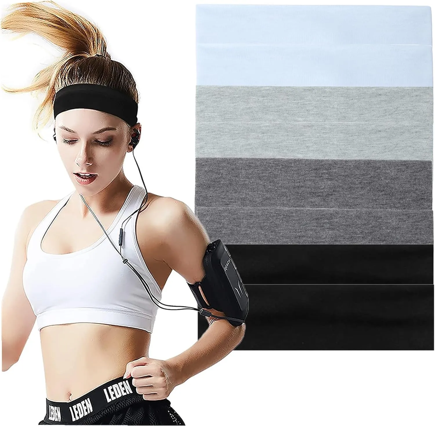 8 Pcs Headbands for Women Fashion Sports Workout Non-Slip Headbands for Women's Hair, Soft Cotton Cloth Stretchy Thick Hairbands for Women for Yoga Running