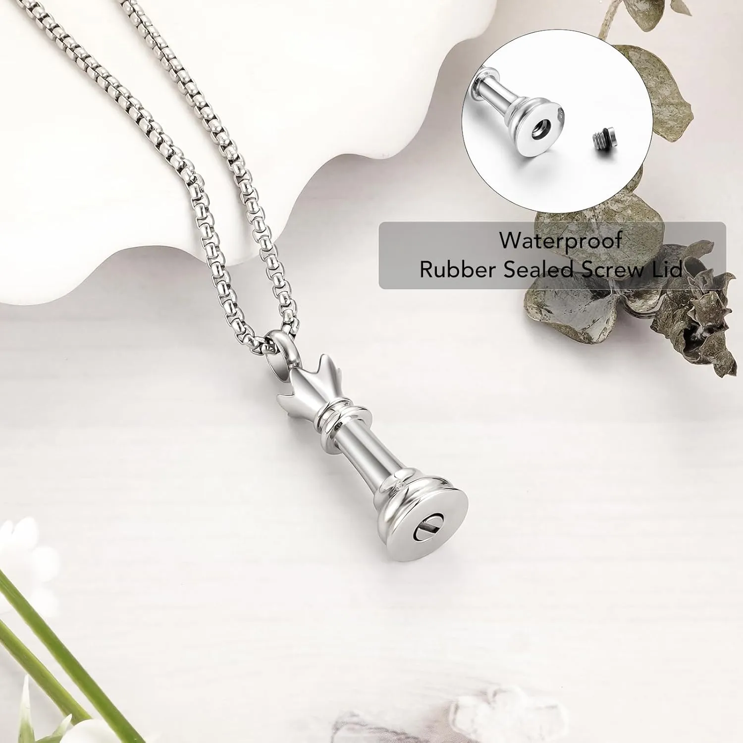 abooxiu Urn Necklaces for Ashes Chess Cremation Necklace Keepsakes Necklace Jewelry for Ashes of Loved Ones Cremation Jewelry Pendant for Men Women