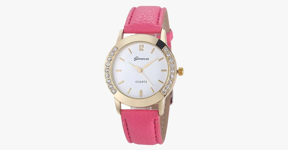 Analog Leather Quartz Watch
