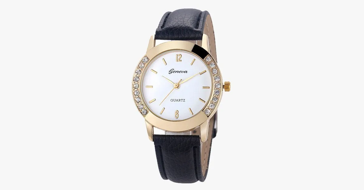 Analog Leather Quartz Watch