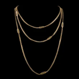 Antique Victorian French Sautoir Chain Necklace 18Ct Gold Silver Circa 1860