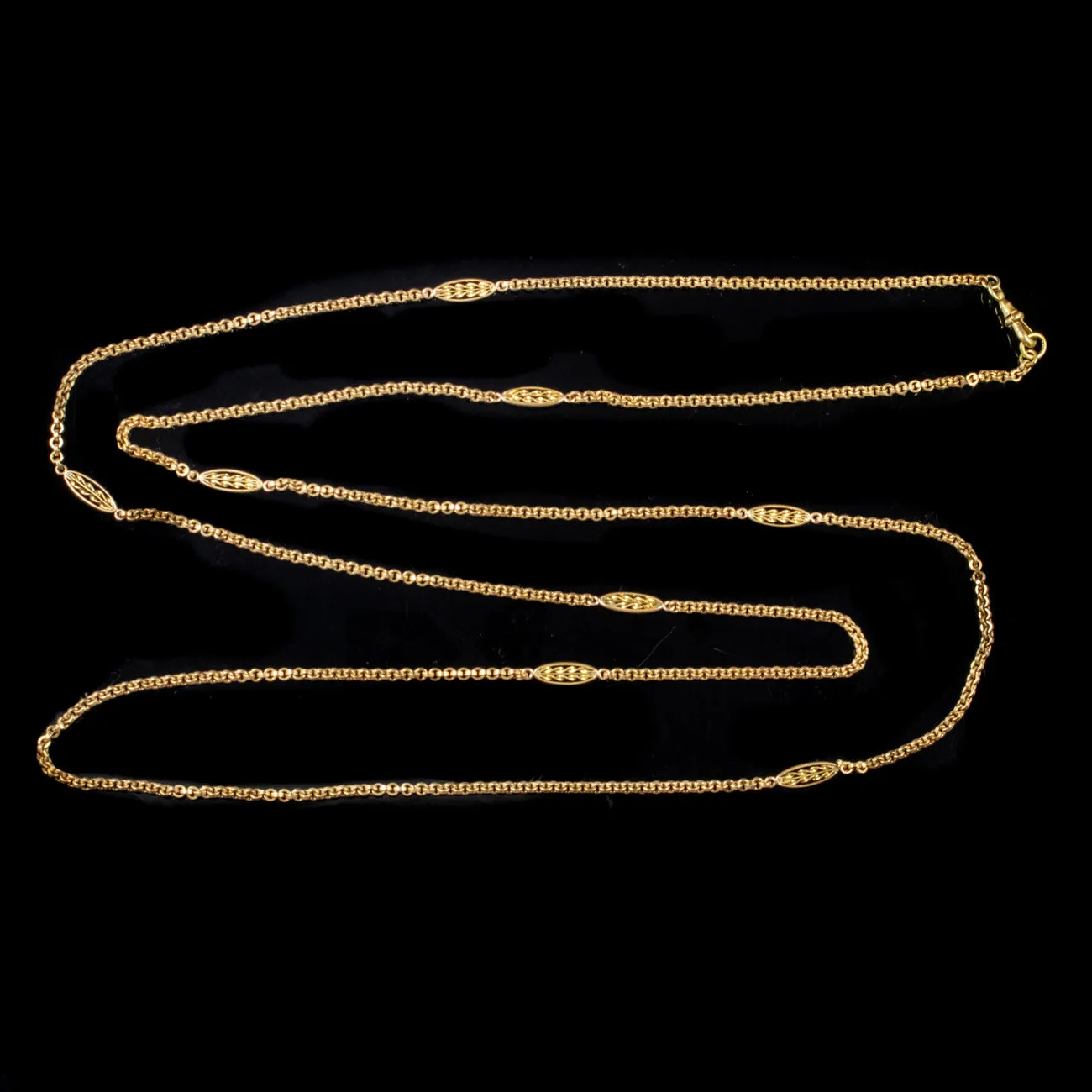 Antique Victorian French Sautoir Chain Necklace 18Ct Gold Silver Circa 1860