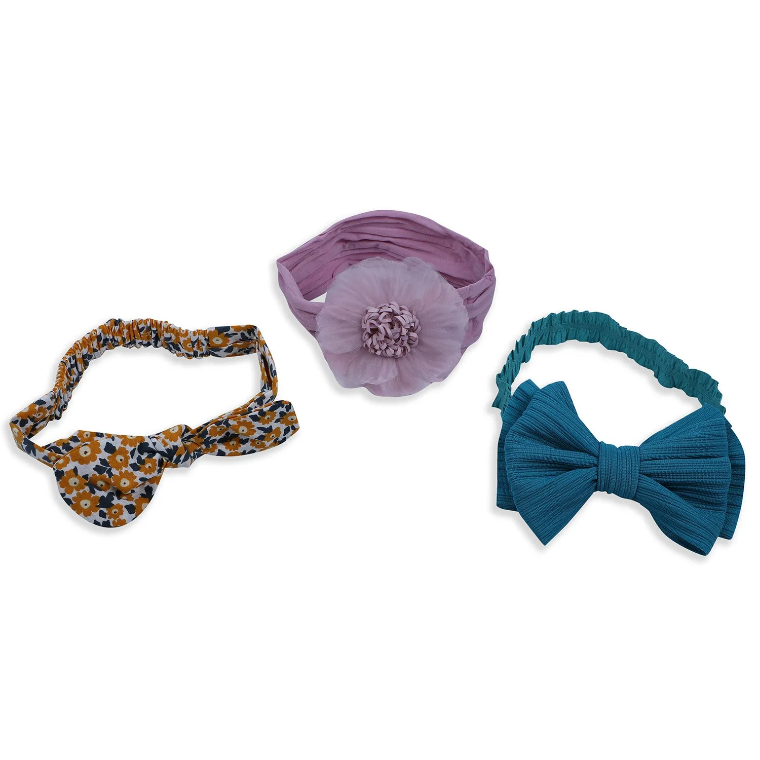 Baby Moo Floral Bow Headband Set of 3 - Multicolour
