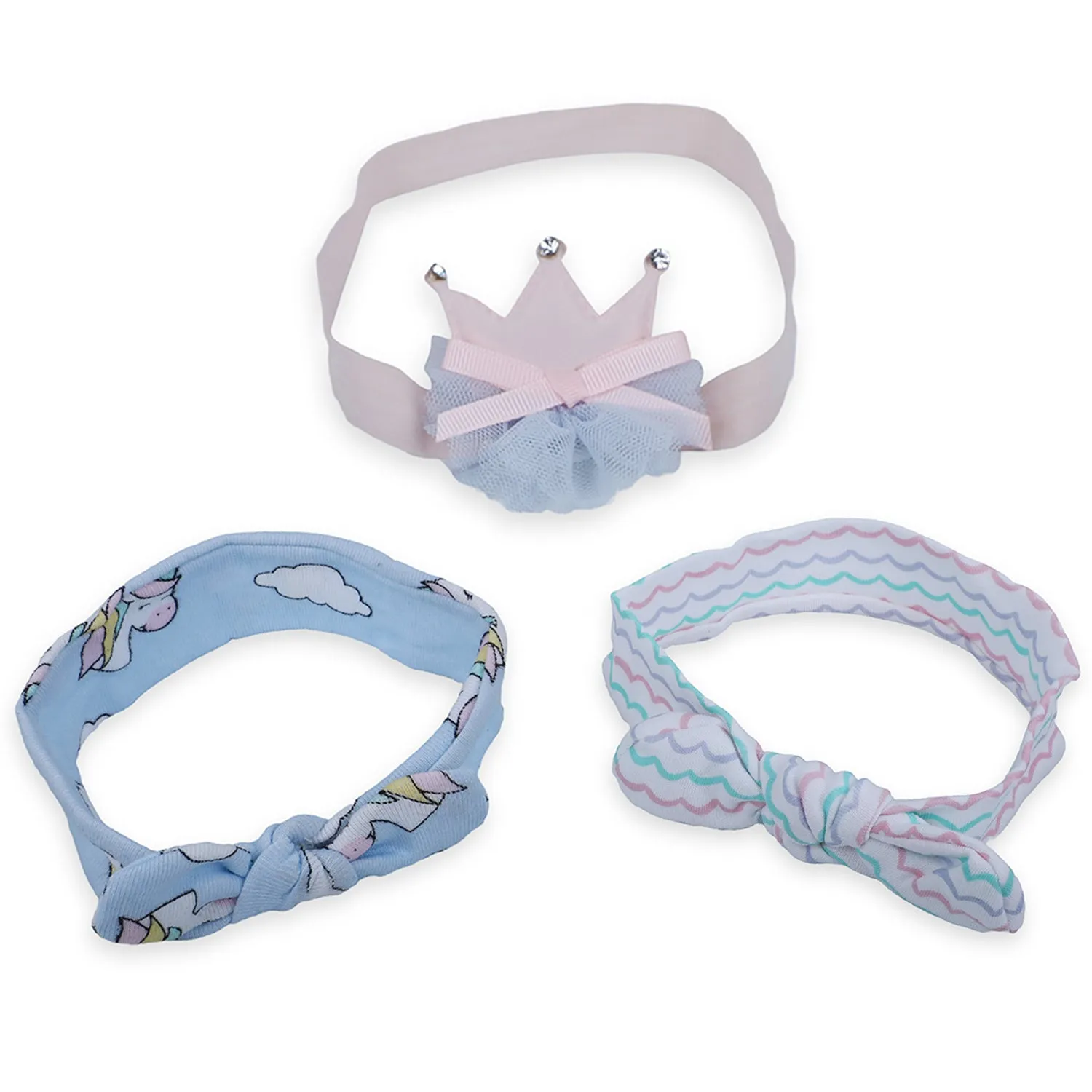 Baby Moo Unicorn Bow Headband Set of 3 - Multicolour