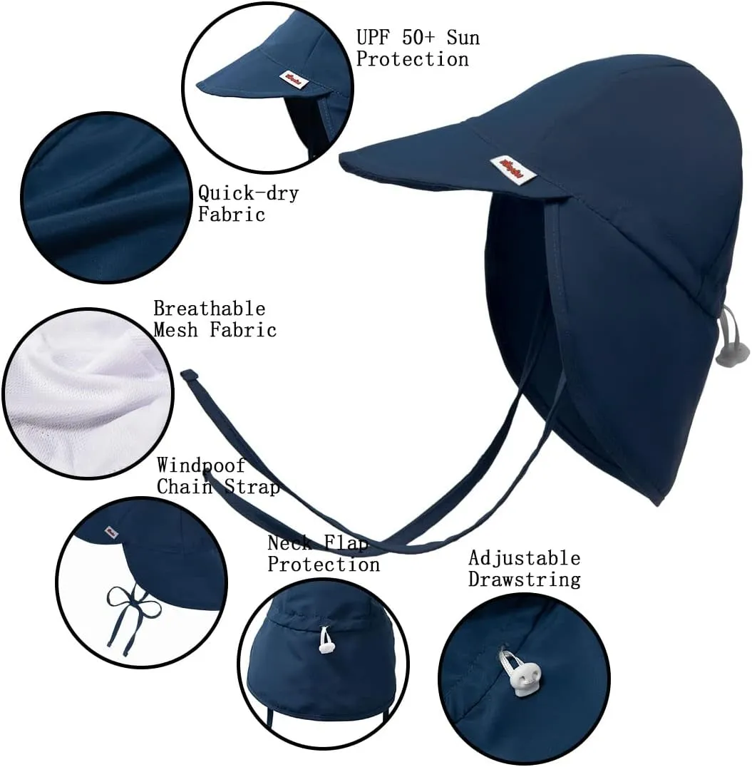 Baby Sun Hat UPF 50  Uv Ray Sun Protection Infant Summer Swim Hat with Neck Flap Toddler Hats for Boys Girls