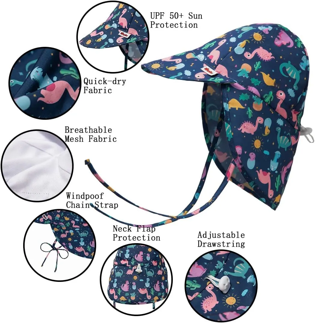 Baby Sun Hat UPF 50  Uv Ray Sun Protection Infant Summer Swim Hat with Neck Flap Toddler Hats for Boys Girls