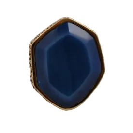Barse Hammered Bronze Statement Ring - Blue Agate