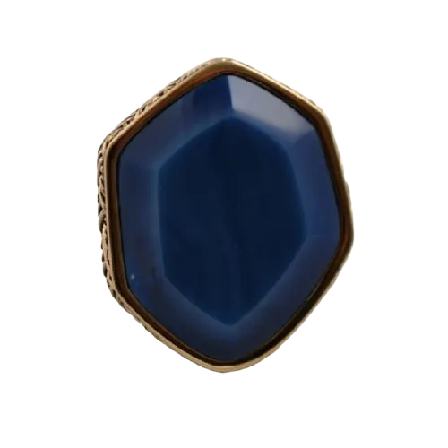 Barse Hammered Bronze Statement Ring - Blue Agate
