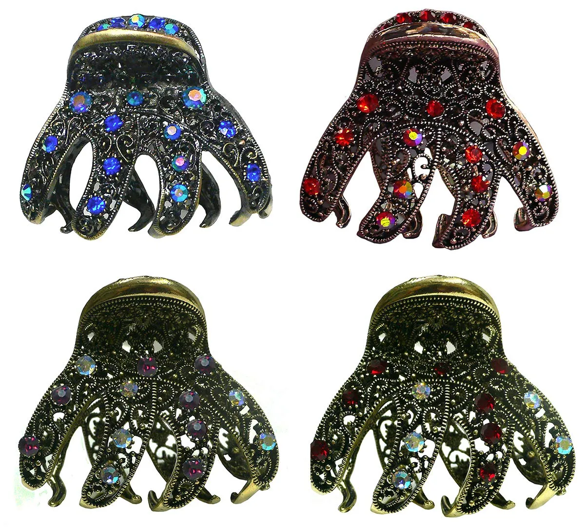 Bella Crystal Metal Jaw Claws Hair Claws in Set of 2, 3, 4  GL56-Set of 2 to Set of 4