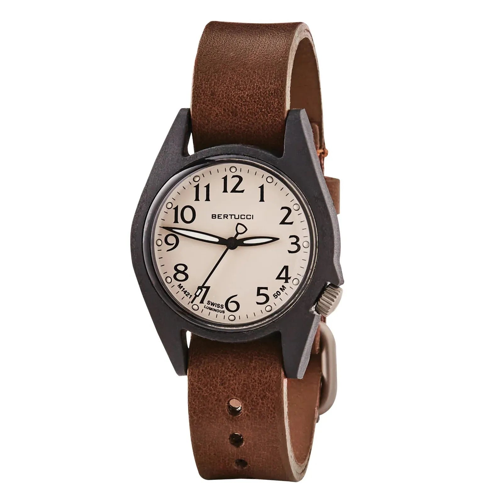 Bertucci Women's Sand Dial Mocha Leather Band Analog Japanese Quartz Watch - 18506