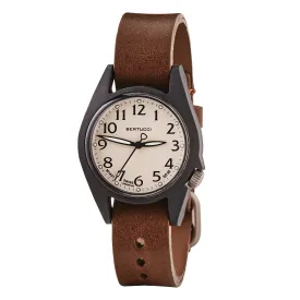 Bertucci Women's Sand Dial Mocha Leather Band Analog Japanese Quartz Watch - 18506