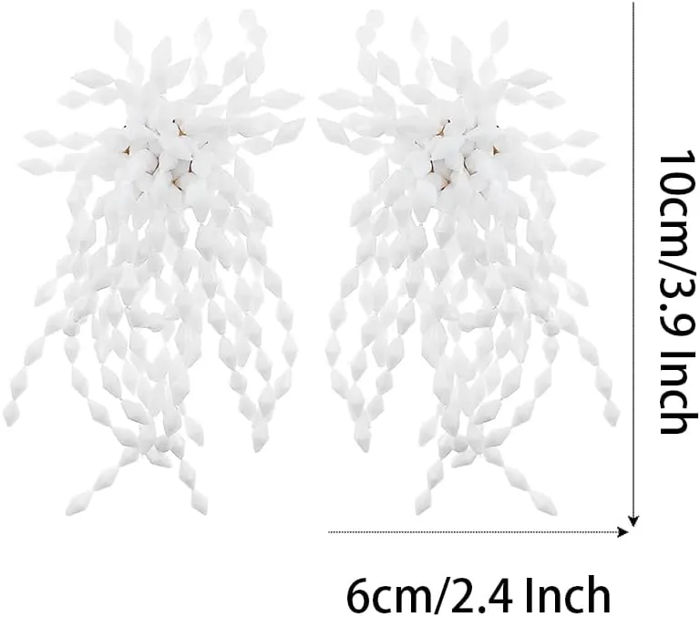 Big Beaded Tassel Earrings  Large Boho Seed Bead Fan Chandelier Drop Earrings, Long Handmade Native Beaded Fringe Earrings for Women
