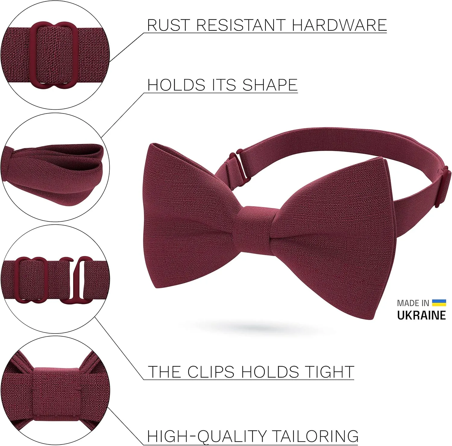 Bow Tie House Linen Classic Pre-Tied Bow Tie Formal Solid Tuxedo