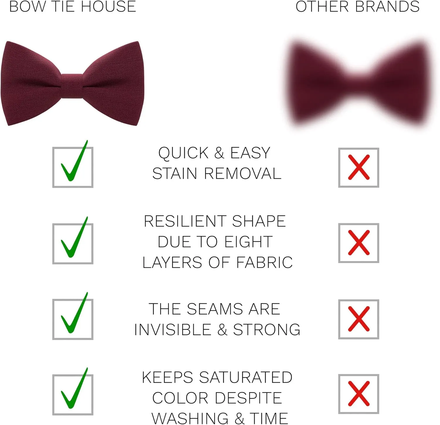 Bow Tie House Linen Classic Pre-Tied Bow Tie Formal Solid Tuxedo