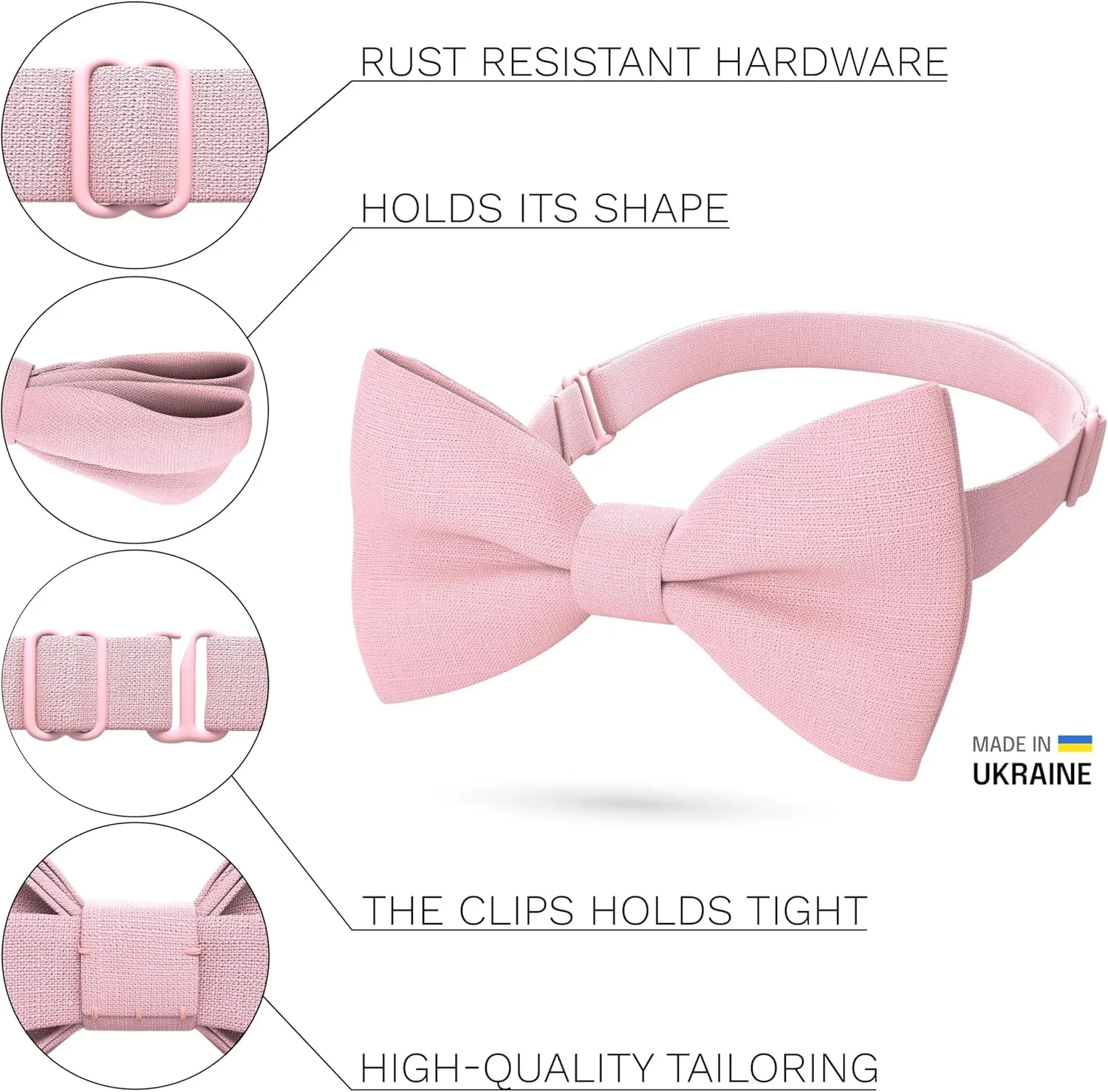 Bow Tie House Linen Classic Pre-Tied Bow Tie Formal Solid Tuxedo