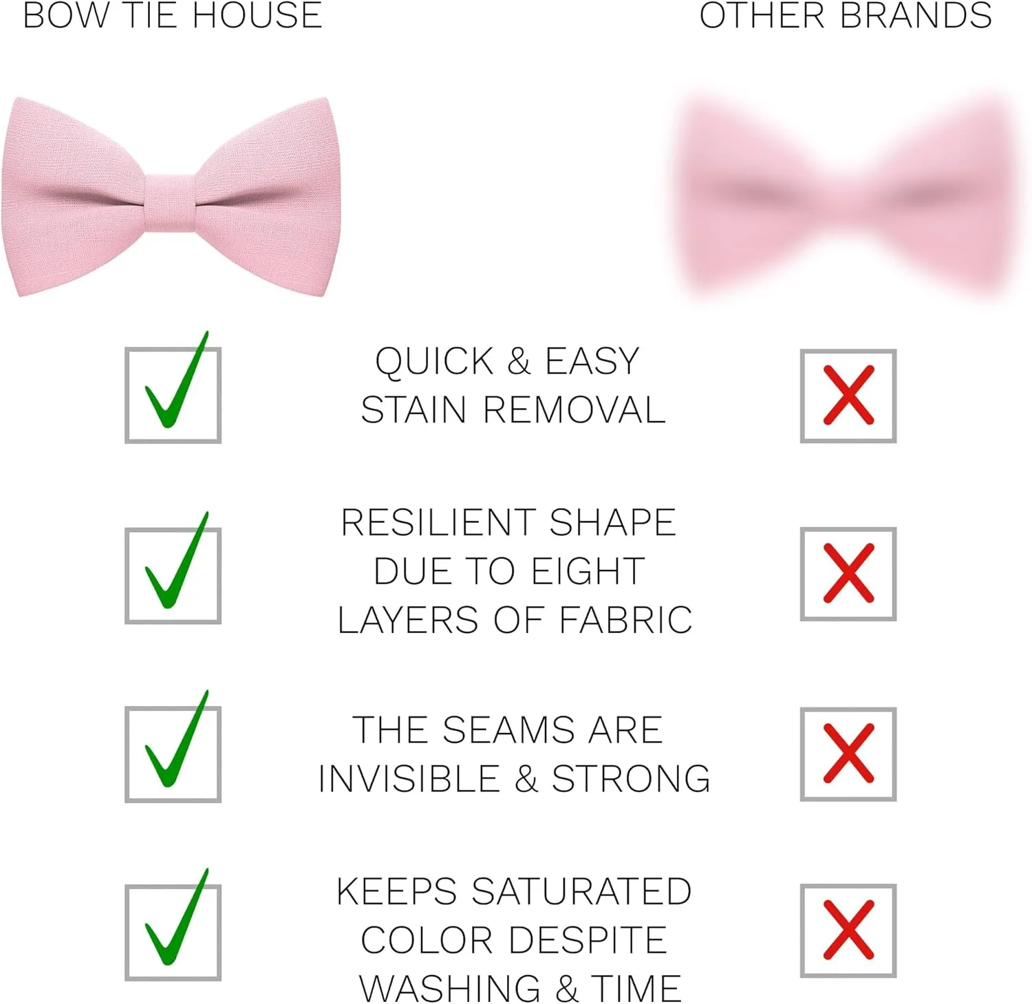 Bow Tie House Linen Classic Pre-Tied Bow Tie Formal Solid Tuxedo