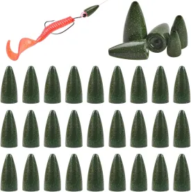 Bullet Fishing Weights Sinkers, 30pcs Worm Weights Fishing Sinkers for Bass Fishing Carolina Rig Texas Rig Slip Sinkers Sliding Fishing Weights Saltwater Freshwater