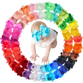 CellElection 30 Colors Baby Girls Headbands - 6Inch Big Hair Bows Elastic Hair Bands - Headbands & Accessories for Newborns to Kids
