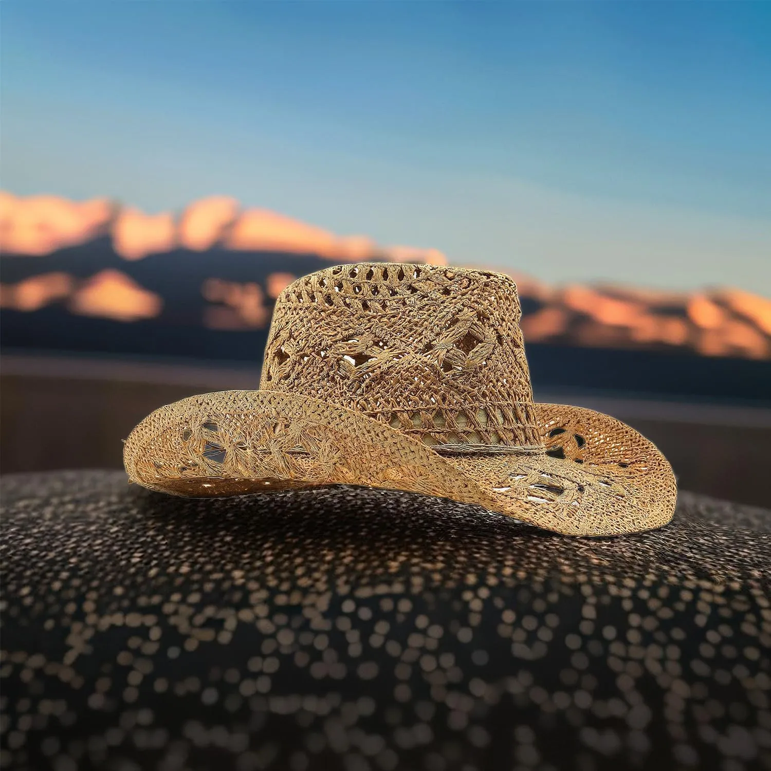 Cowgirl Hat,Straw Cowgirl Hat,Cowgirl Straw Hats for Women,for Beach, Travel and Outdoor,Designed to Fit 22.83 Inch Head