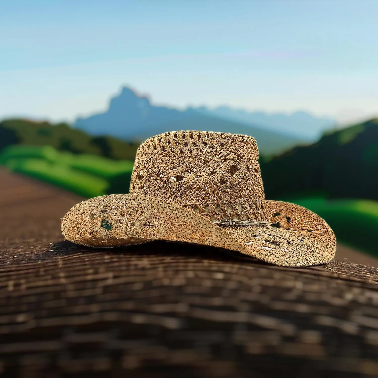 Cowgirl Hat,Straw Cowgirl Hat,Cowgirl Straw Hats for Women,for Beach, Travel and Outdoor,Designed to Fit 22.83 Inch Head