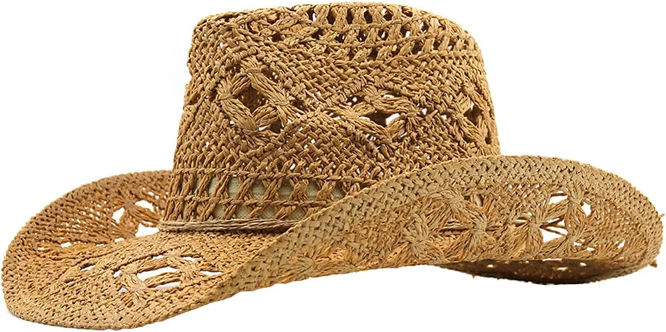 Cowgirl Hat,Straw Cowgirl Hat,Cowgirl Straw Hats for Women,for Beach, Travel and Outdoor,Designed to Fit 22.83 Inch Head