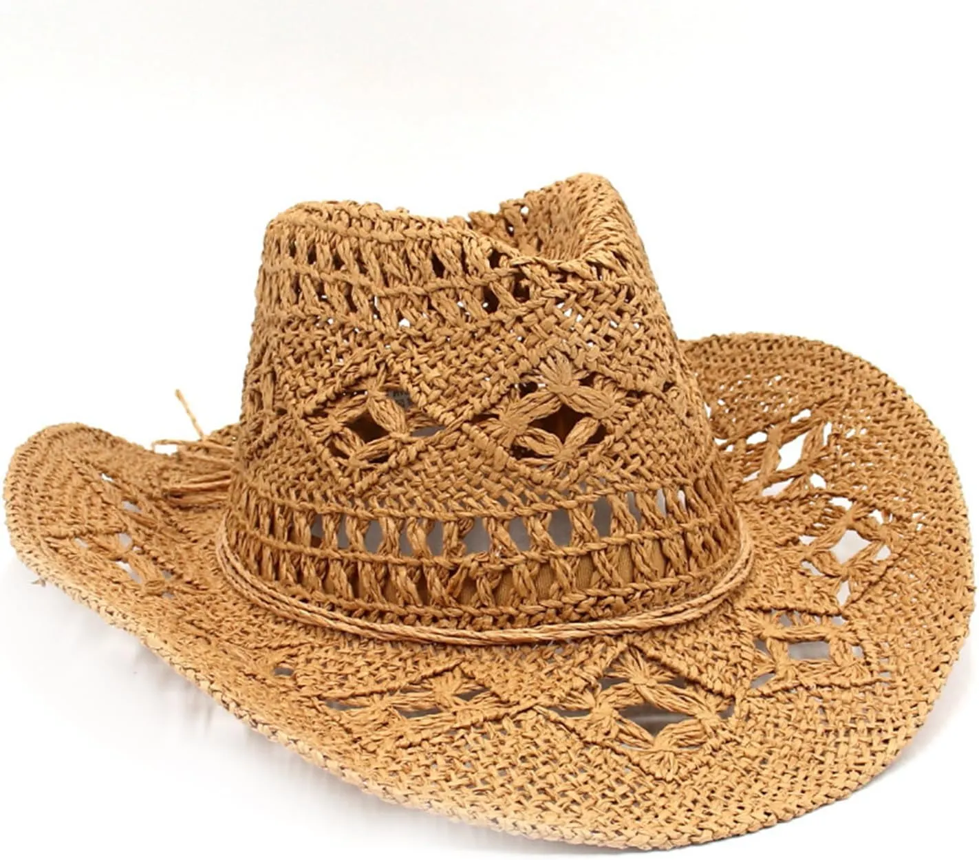 Cowgirl Hat,Straw Cowgirl Hat,Cowgirl Straw Hats for Women,for Beach, Travel and Outdoor,Designed to Fit 22.83 Inch Head