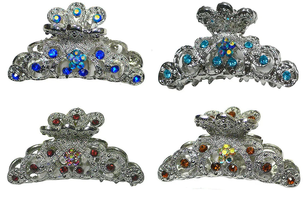 Crystal Metal Jaw Clip Silver Tone Hair Claw GL86480-HB5