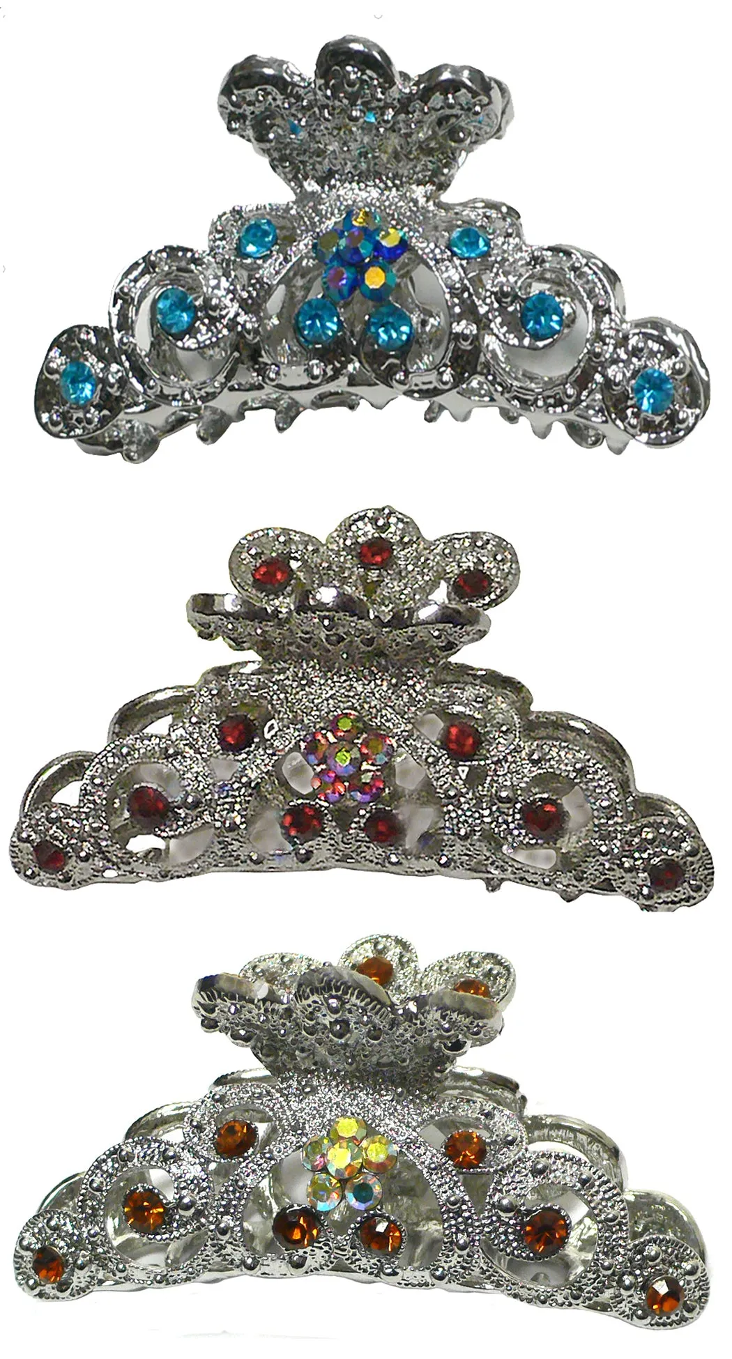 Crystal Metal Jaw Clip Silver Tone Hair Claw GL86480-HB5