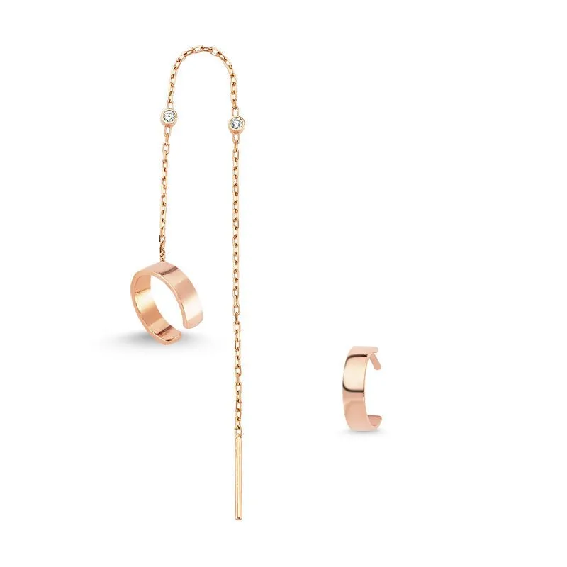 Dainty Cartilage Cuff Threader Earrings & Hoop Set