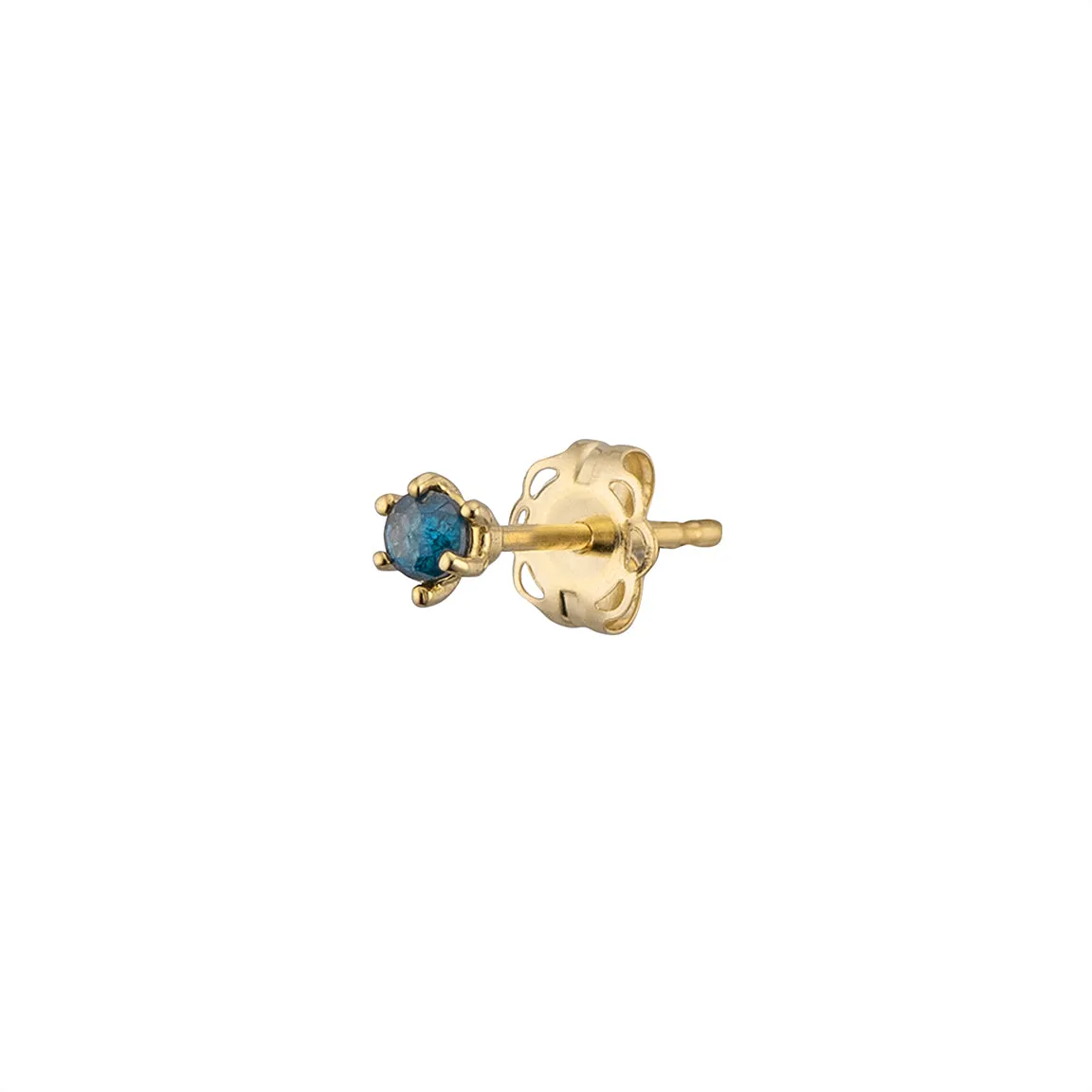 Delicate Blue Diamond Studs in 14k Gold