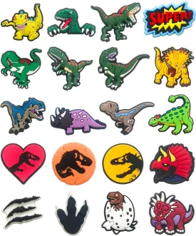 Dinosaur Croc Charms for Boys Kids, 20 PCS Cute Dino Shoe Decoration Pins for Clog, Funny Accessories for Teens Adults Party Favor Gifts