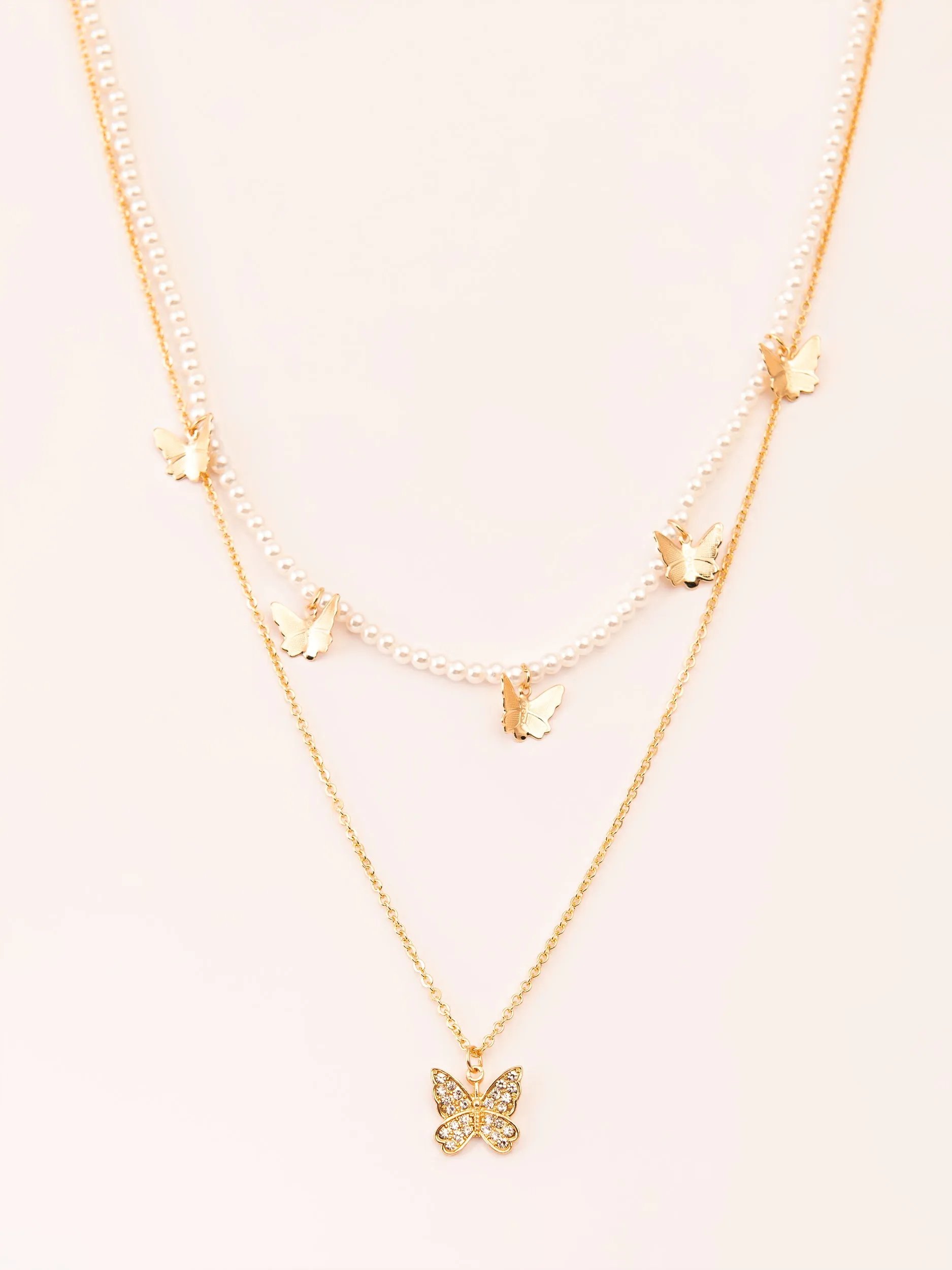 Embellished Butterfly Layered Necklace