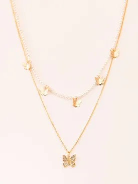 Embellished Butterfly Layered Necklace