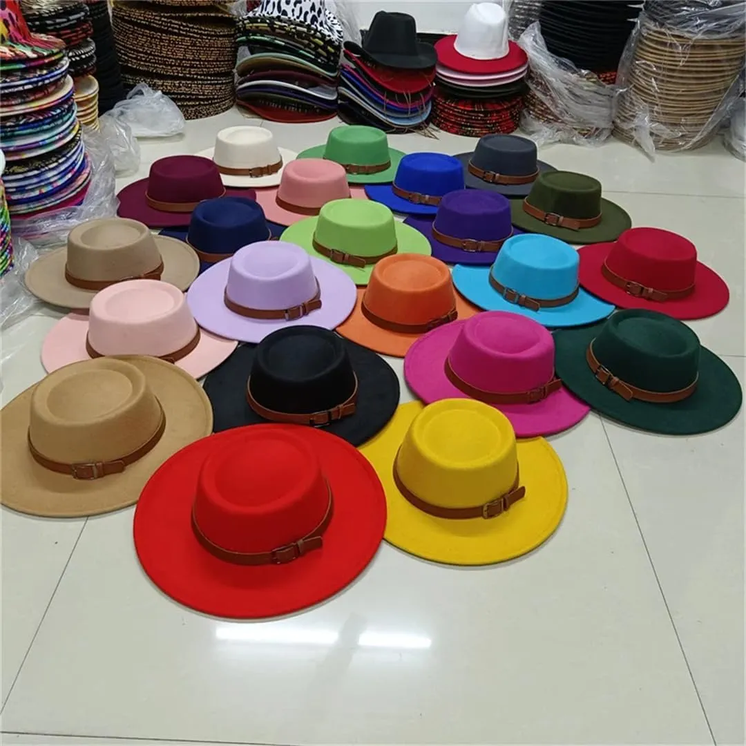 Fedora Bump Flat Top Fedora Men Women Panama Top Hat Fedora Belt Big Hat Church Hat Party Hat