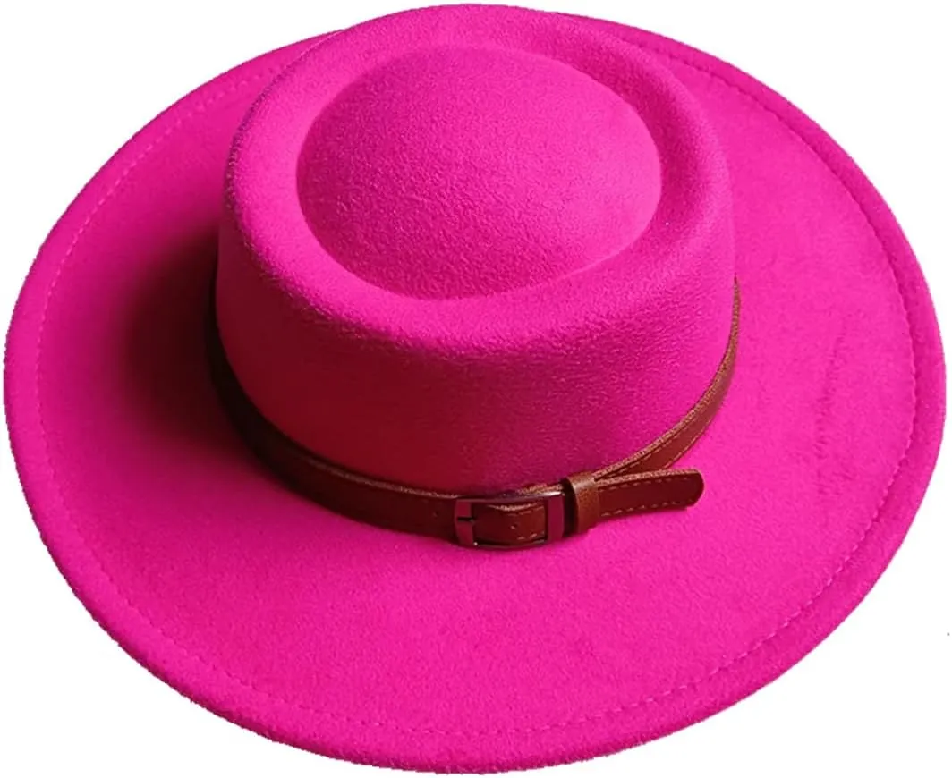 Fedora Bump Flat Top Fedora Men Women Panama Top Hat Fedora Belt Big Hat Church Hat Party Hat