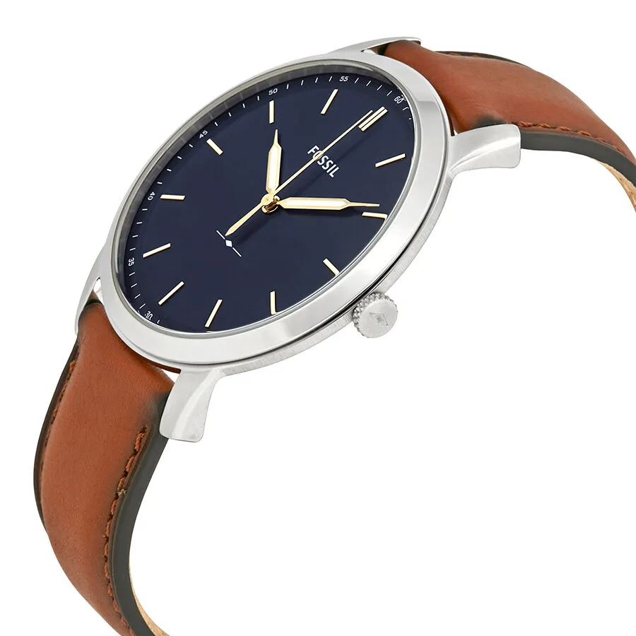 Fossil Minimalist Blue Dial Brown Leather Men's Watch FS5304