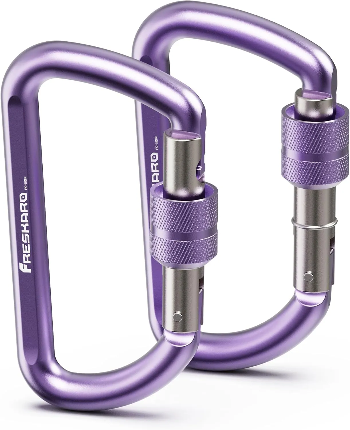 FresKaro 3inches Screw Locking Carabiners, Strong Tensile Strength 12kN/2698lbs, Lightweight, Rust-Free, D Shape Wide Opening Gate, Sturdy and Last Long, Assorted Colors
