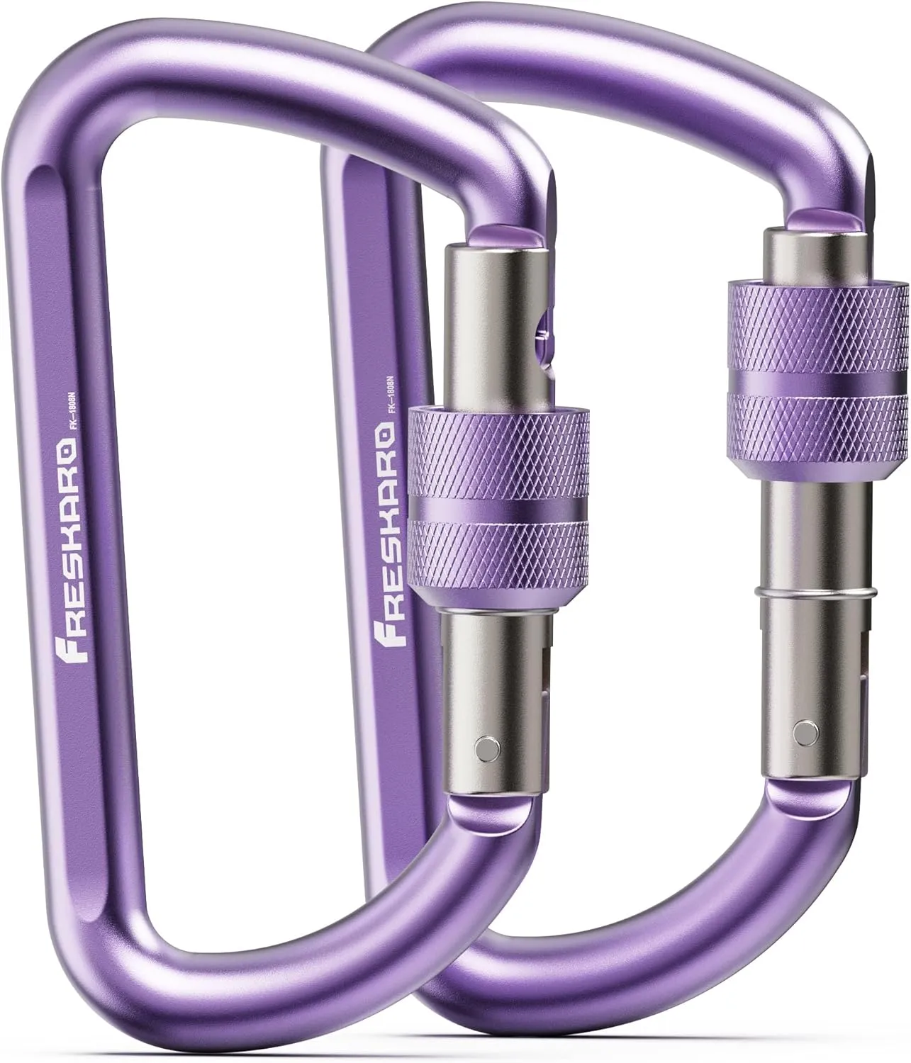 FresKaro 3inches Screw Locking Carabiners, Strong Tensile Strength 12kN/2698lbs, Lightweight, Rust-Free, D Shape Wide Opening Gate, Sturdy and Last Long, Assorted Colors