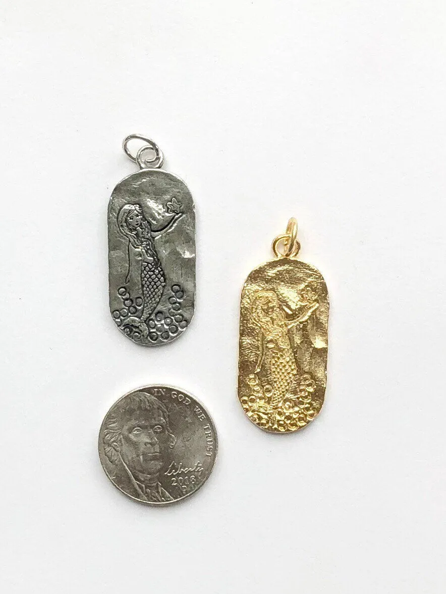 Gold Mermaid Pendant, Mermaid Charm, Ocean Charm, Mermaid Jewelry, Little Mermaid Charm, Charm Bracelet, Nautical Jewelry, Mermaid Jewelry