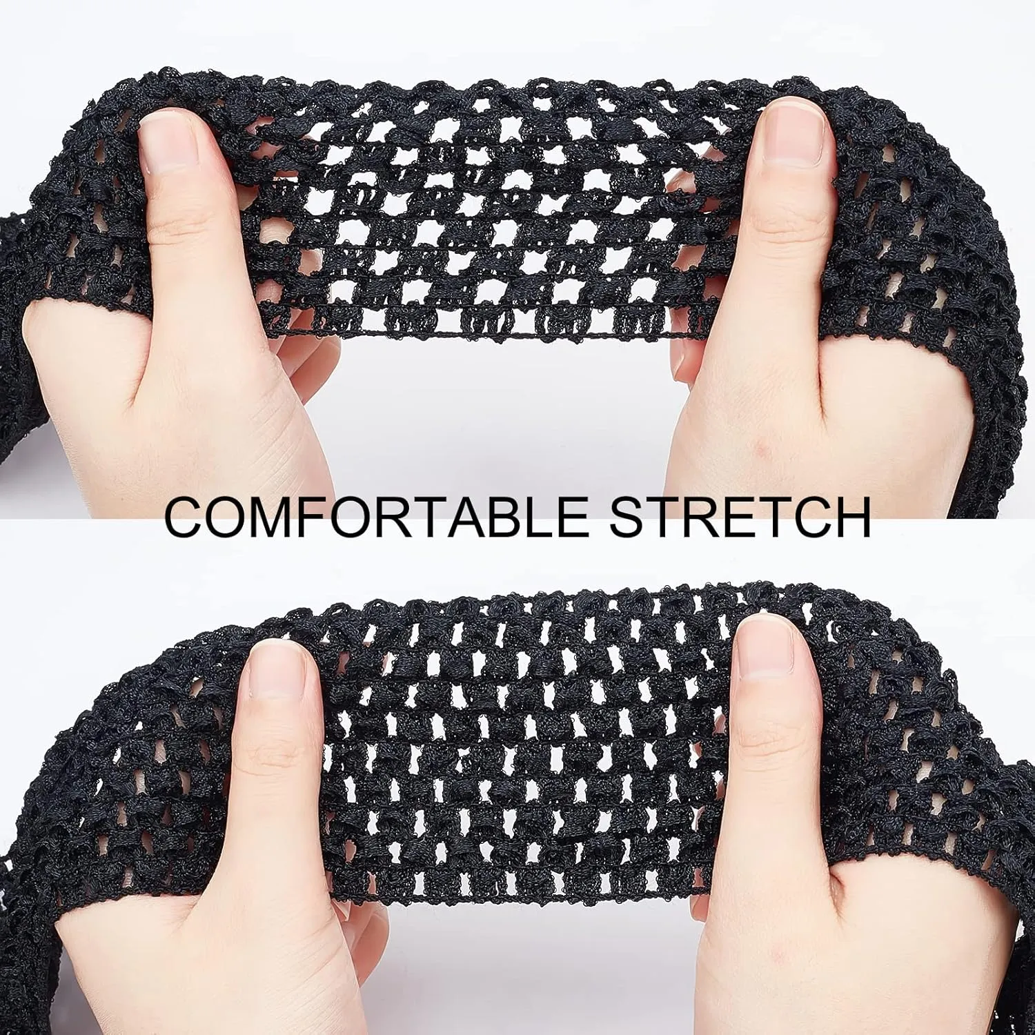 GORGECRAFT 5.5 Yards 2.8" Wide Elastic Crochet Headband Ribbon Crochet Stretch Trim Fabric for Hair Accessories Tube Top, Black