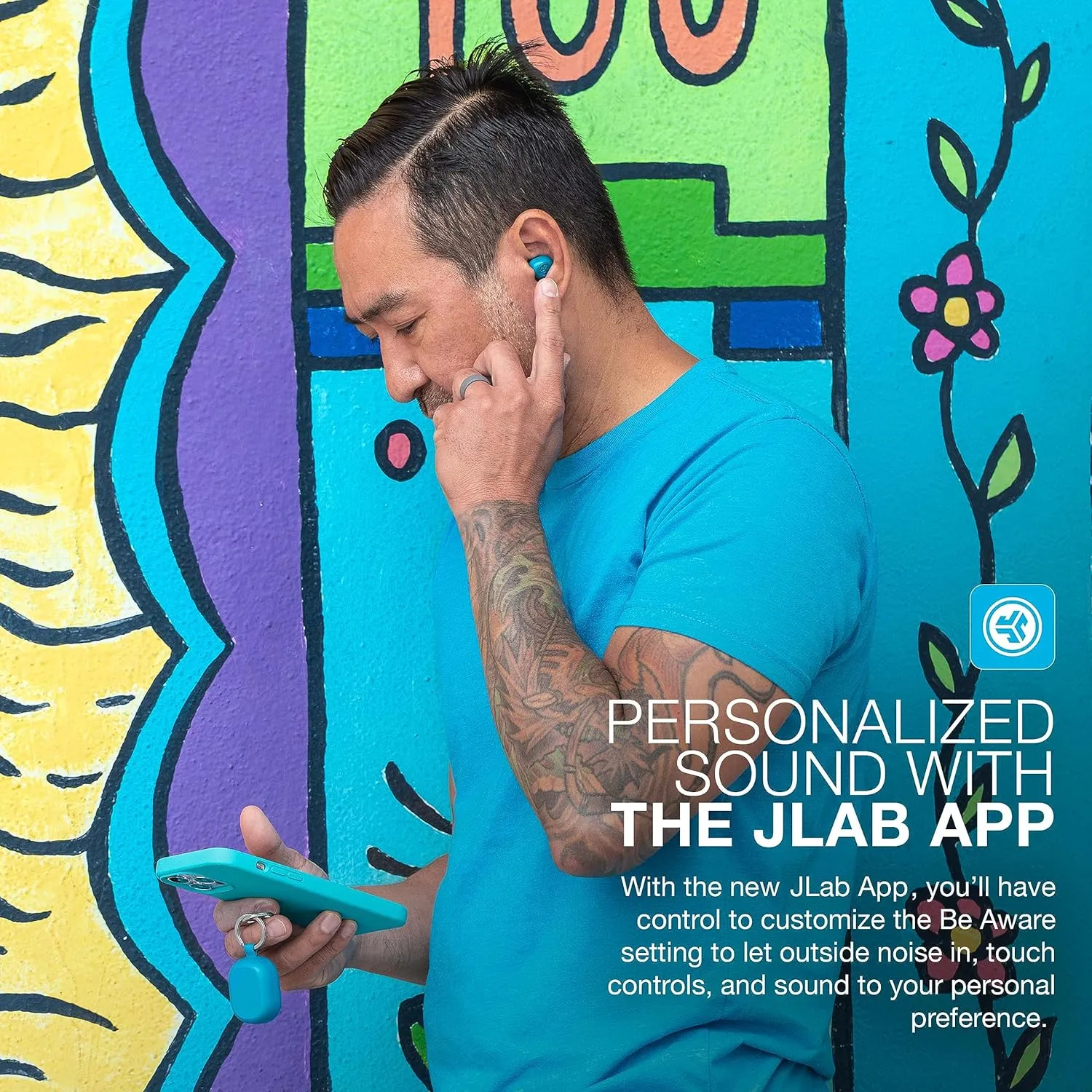 JLab JBuds Mini True Wireless Bluetooth Earbuds   Charging Case, Teal, IP55 Sweat and Dust Proof, Bluetooth Multipoint, Be Aware Audio, 3 EQ Sound Settings, Crystal Clear Calls