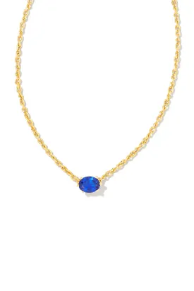 Kendra Scott: Cailin Gold Crystal Pendant Necklace - Blue Crystal