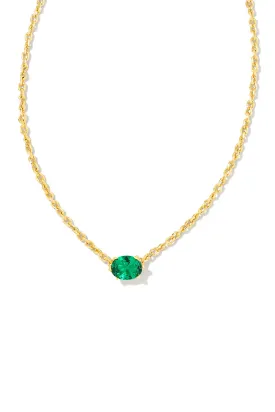 Kendra Scott: Cailin Gold Crystal Pendant Necklace - Green