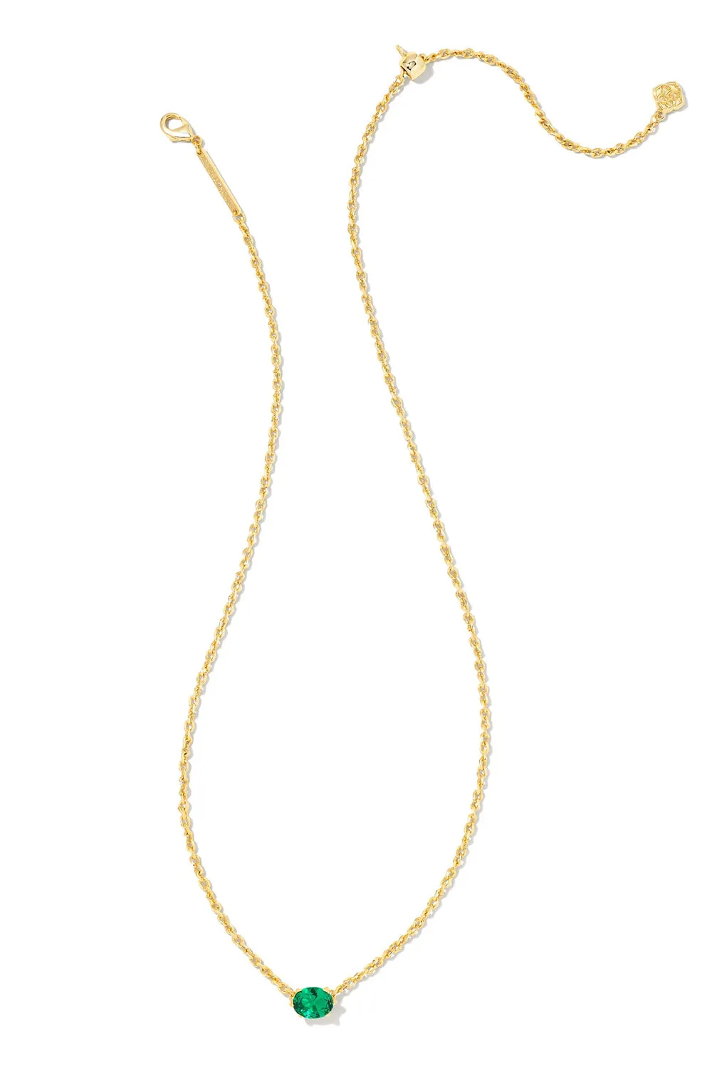 Kendra Scott: Cailin Gold Crystal Pendant Necklace - Green