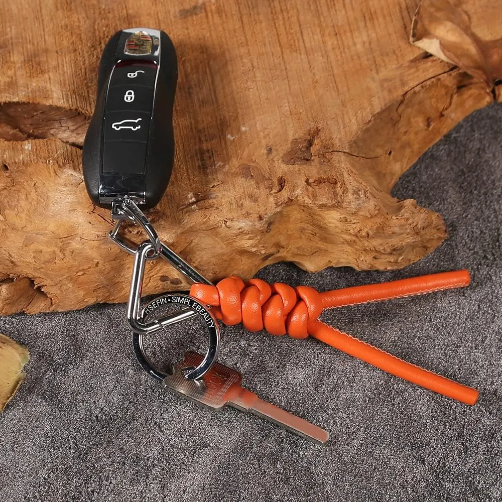 Leather Key Chain Car Universal Unisex Key Chain with Removable Triangle Open Key Ring